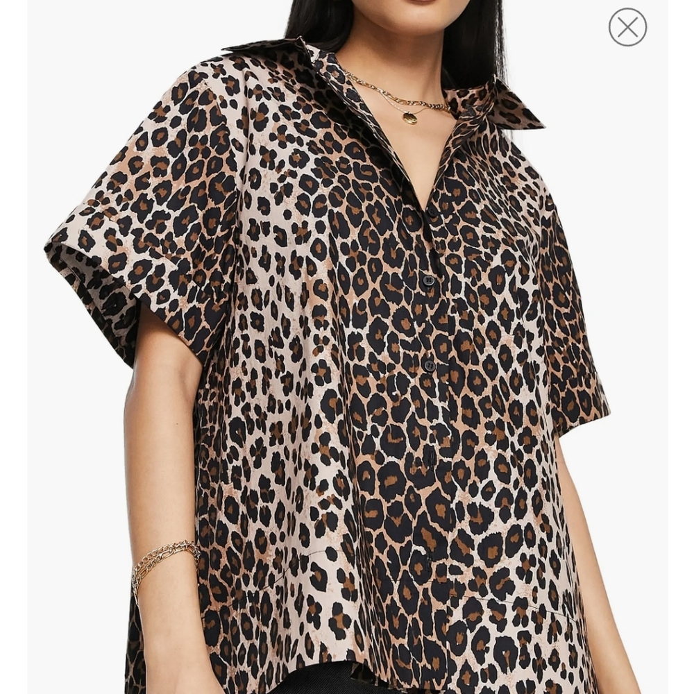 Skirt set Two-piece suit button-down blouse animal leopard cheetah print